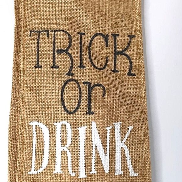 Burlap Halloween Beverage Gift Bag & Wood Halloween Sign Set - Picture 3 of 14